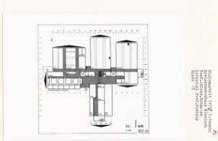 Kreiskrankenhaus Wiesloch (Diplomarbeit bei Peter Poelzig): Grundriss Erdgeschoss 1:200