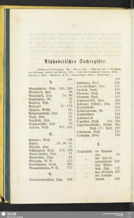 Alphabetisches Sachregister