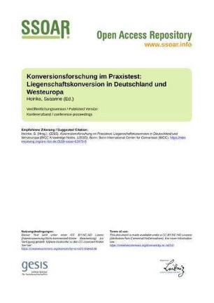 Konversionsforschung im Praxistest: Liegenschaftskonversion in Deutschland und Westeuropa