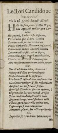 Lectori Candido ac benevolo.