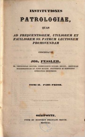 Institutiones patrologiae, 2