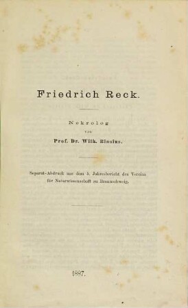 Friedrich Reck : Nekrolog