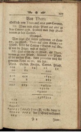 Von Thara. - Von Gewinn- und Verlust-Rechnungen.