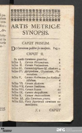 Artis Metricæ Synopsis.