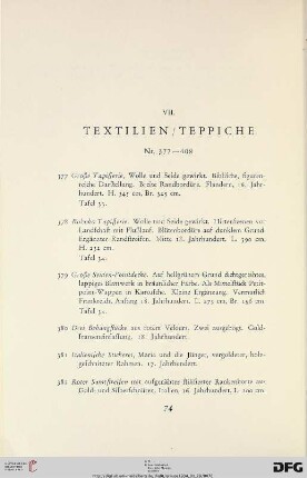 VII. Textilien, Teppiche (Nr. 377-408)