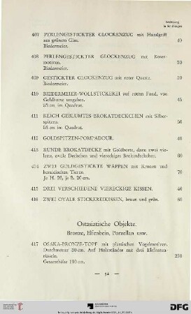 Ostasiatische Objekte. Bronze, Elfenbein, Porzellan usw. (Nr. 417-463)
