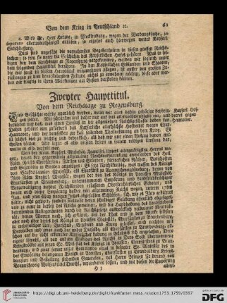 Zweyter Haupttitul: Von dem Reichstage zu Regensburg