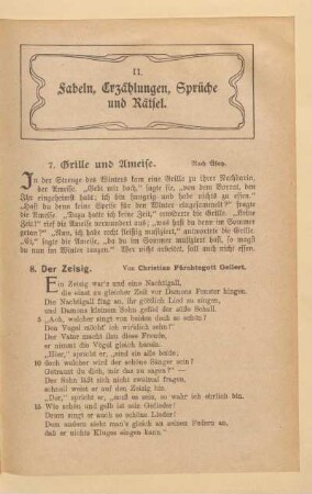 II. Fabeln, Erzählungen, Sprüche und Rätsel