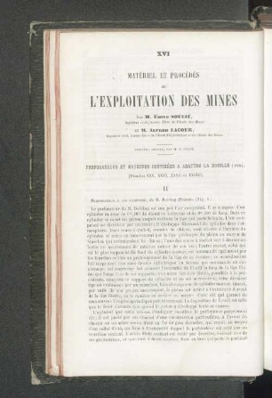 XVI Matériel et procédés de l'exploitation des mines