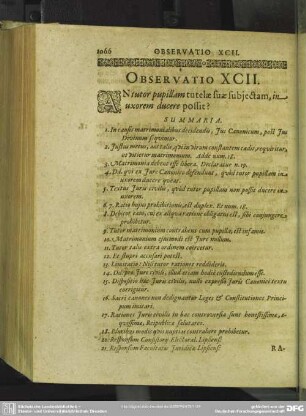 Observatio XCII. An tutor pupillam tutelae suae subiectam, in uxorem ducere possit?