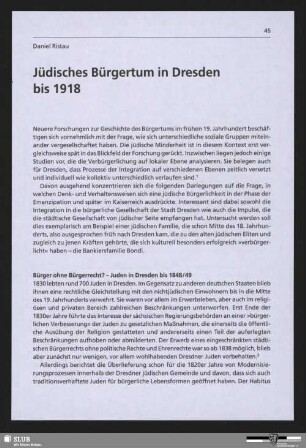 Jüdisches Bürgertum in Dresden bis 1918