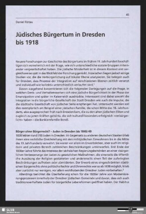 Jüdisches Bürgertum in Dresden bis 1918