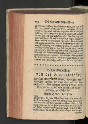 Sechste Abhandlung von der Electricität.