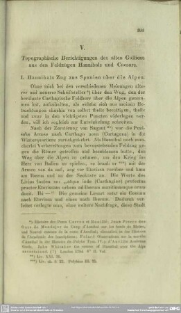 V. Topographische Berichtigungen des alten Galliens aus den Feldzügen Hannibals und Caesars