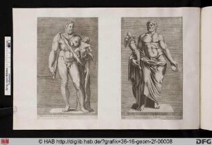 Rechts: Statue eines Genius mit Cornucopia aus der Sammlung des Kapitols.