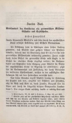 Zweites Buch. Wirksamkeit des Bonifacius als germanischen Missions-Bischofes und Erzbischofes