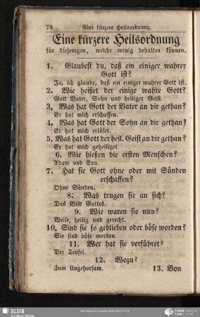 Eine kürzere Heilsordnung für diejenigen, welche wenig behalten können