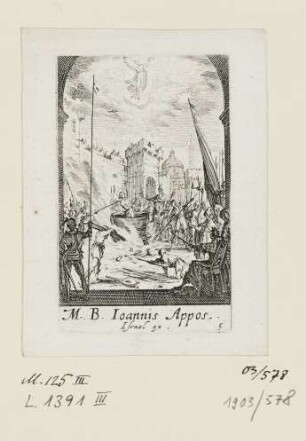 M. B. Ioannis Appos., Blatt 5 der Folge "Martiryum Appostolorum"