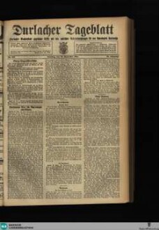 Durlacher Tagblatt : Heimatblatt für die Stadt und den früheren Amtsbezirk Durlach; Pfinztäler Bote für Grötzingen, Berghausen, Söllingen, Wöschbach u. Kleinsteinbach