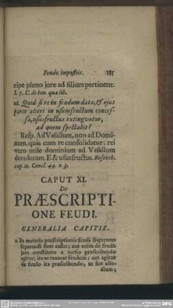 Caput XI. De Praescriptione Feudi