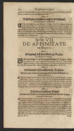 Sectio VII. De affinitate ex stupro.