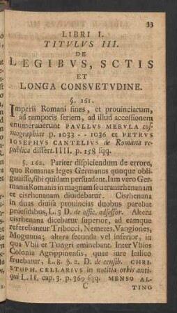 Libri I. Titulus III. De Legibus, SCtis Et Longa Consuetudine