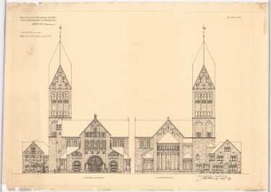 St. Elisabeth Kirche (mit Pfarrhaus), Bochum-Gerthe: Vorder- und Choransicht 1:100