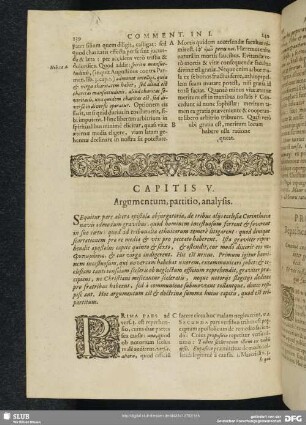 Capitis V. Argumentum, partitio, analysis