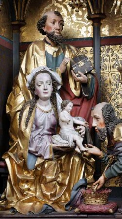 Geisenheimer Dreikönigsaltar — Die Anbetung des Christusknaben durch die Heiligen Drei Könige im Beisein Josefs — Heilige Familie