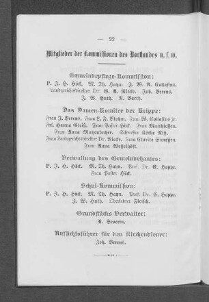 Mitglieder der Kommissionen des Vorstandes u.s.w.