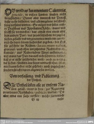 Von verfassung, und Publicirung der Urtheil
