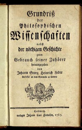 Grundriß der Philosophischen Wissenschaften nebst der nöthigen Geschichte