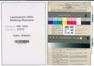 Entnazifizierung Wilhelm Hahn , geb. 16.06.1893 (Werkmeister)