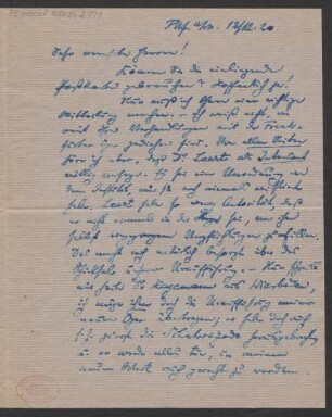 Brief an B. Schott's Söhne : 12.12.1920
