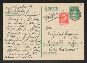 Brief von Felix Hollaender an Gerhart Hauptmann und Margarete Hauptmann
