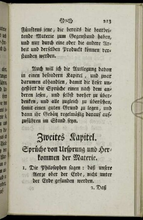 Zweites Kapitel. Sprüche von Ursprung und Herkommen der Materie.