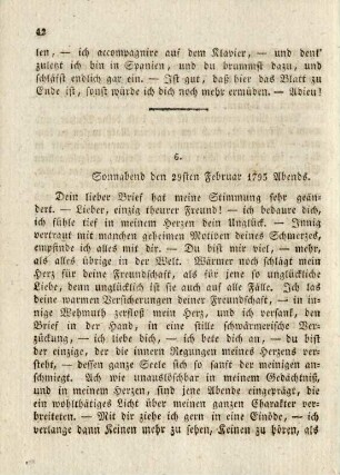 6. Sonnabend den 29sten Februar 1795 Abends.