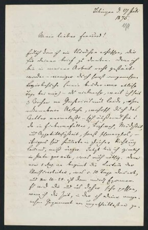 198r-199v, Brief: Tübingen den 27. Juli 1875