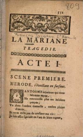 La Mariane : Tragédie