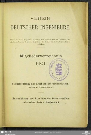 1901: Mitgliederverzeichnis
