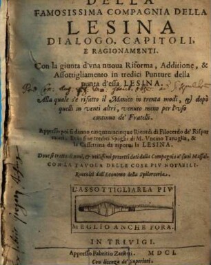 Della famosissima compagnia della Lesina dialogo, capitoli, e ragionamenti ...