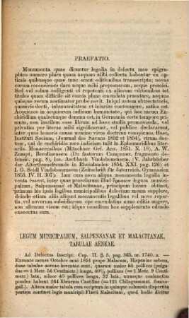 Handbuch der römischen Epigraphik, 3. Leges municipales, Salpensana et Malacitana, aliaque supplementa ad monumenta legalia : quae continet delectus inscriptionum Romanorum cum monumentis legalibus fere omnibus