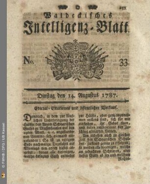 No. 33. Dinstag den 14. Augustus 1787
