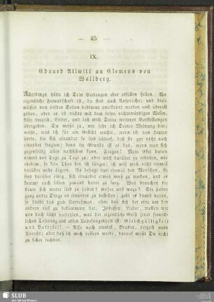 IX. Eduard Allwill an Clemes von Wallberg