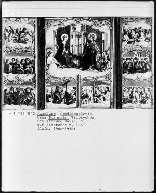 Rosenkranzaltar / Allerheiligenaltar — Christus und Maria im Himmel thronend, von Engeln umgeben