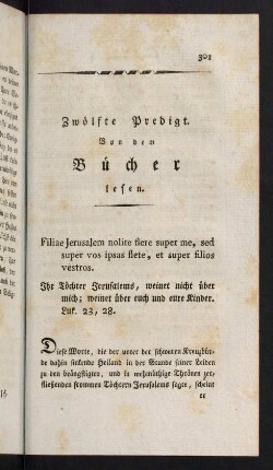 301-328, Zwölfte Predigt. Von dem Bücher lesen.