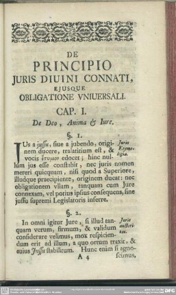 Cap. I. De Deo, Anima & Iure