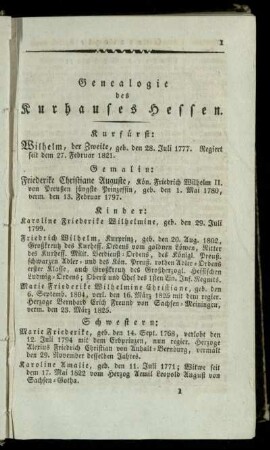 Genealogie des Kurhauses Hessen
