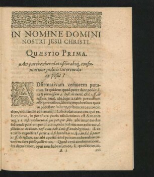 Quaestio Prima. An pater exheredato filio absque confirmatione iudicis tutorem dare possit?