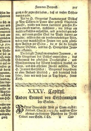 XXXV. Capitul. Andere Exempel von Erscheinungen der Seelen.